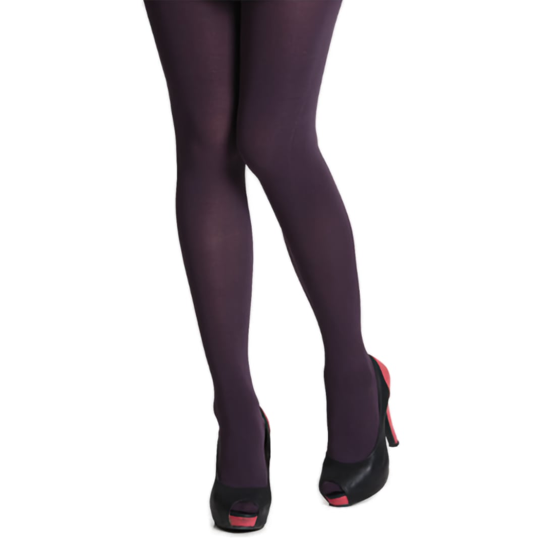 150 Denier Footed Opaque Pantyhose Tights Purple