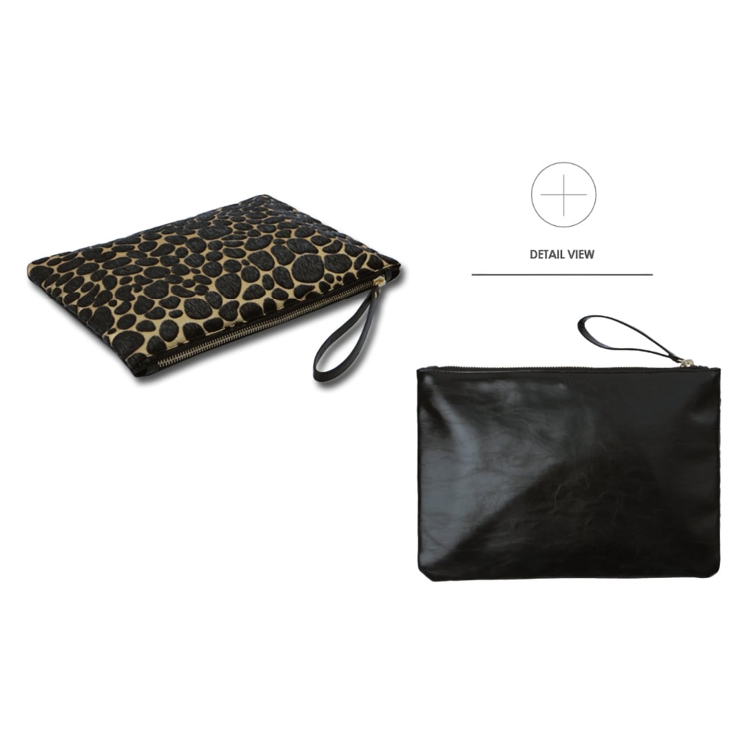 Leopard Print Calf Hair Clutch