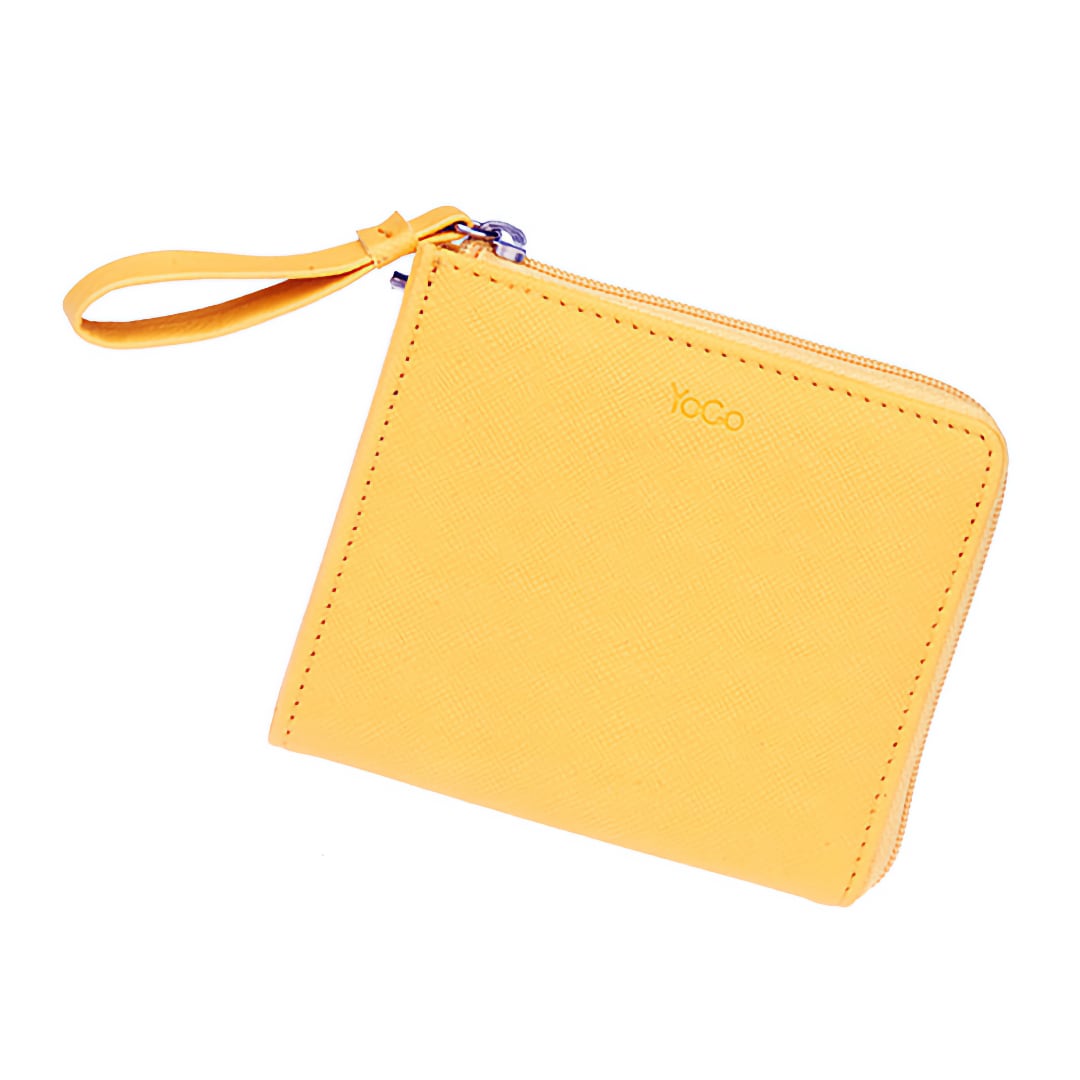 women zip around coin wallet yellow