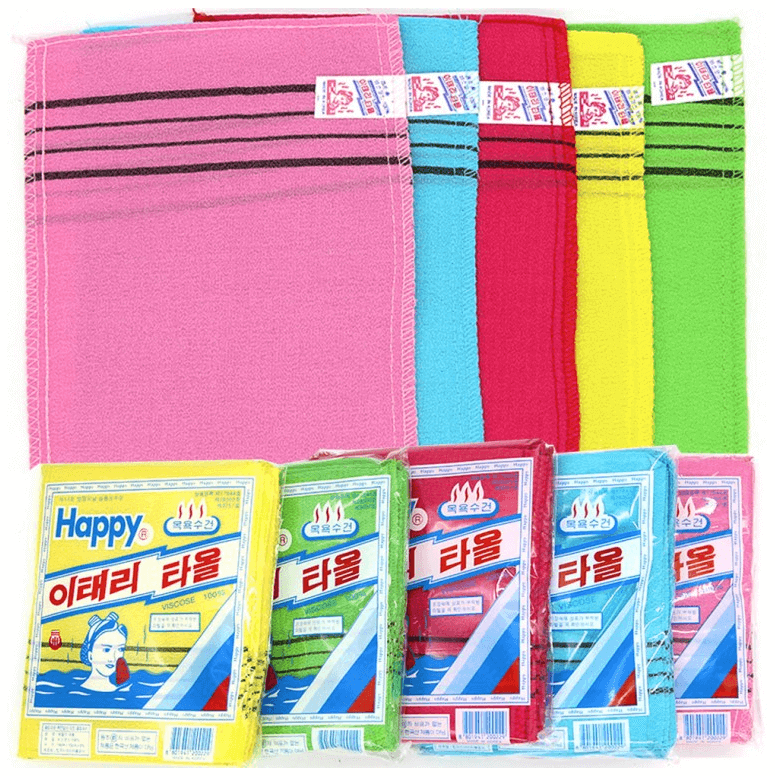 Korean Exfoliating Mitt Towel Bath Viscose Body Scrub Glove 5 PCS
