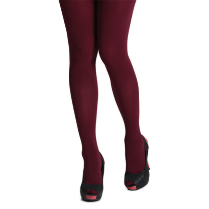 150 Denier Footed Opaque Pantyhose Tights Burgundy