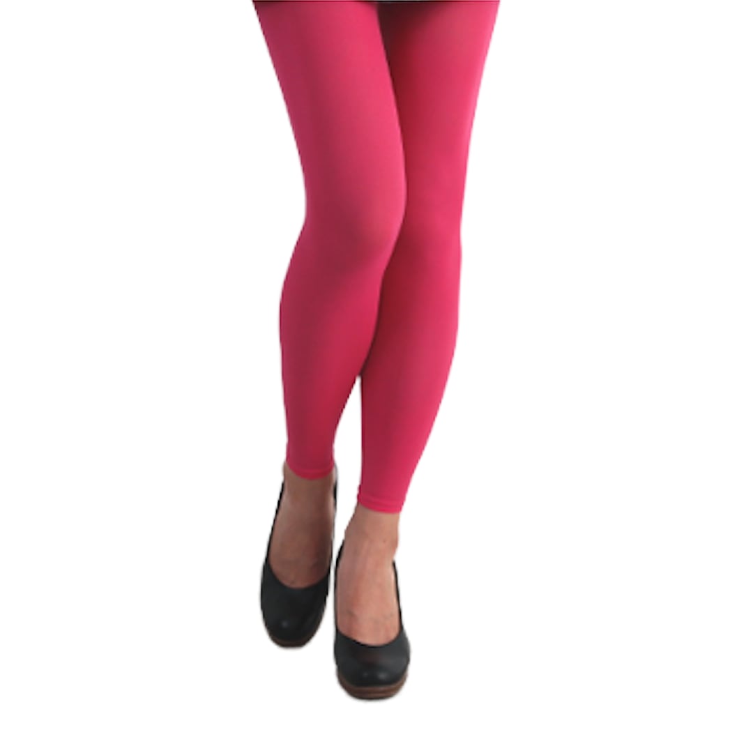 80 Denier Coloured Footless Opaque Pantyhose Tights Hot Pink