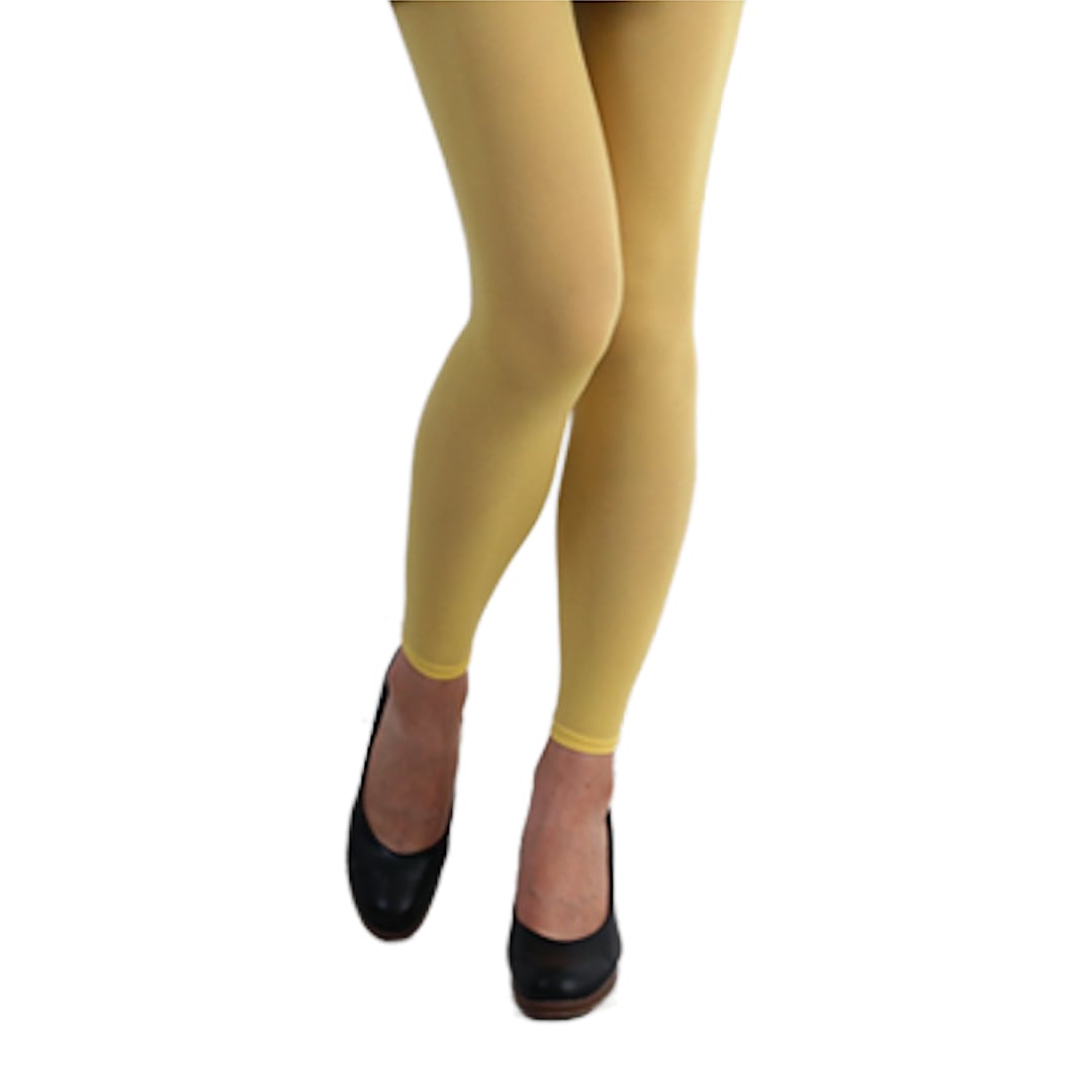 80 Denier Coloured Footless Opaque Pantyhose Tights Yellow
