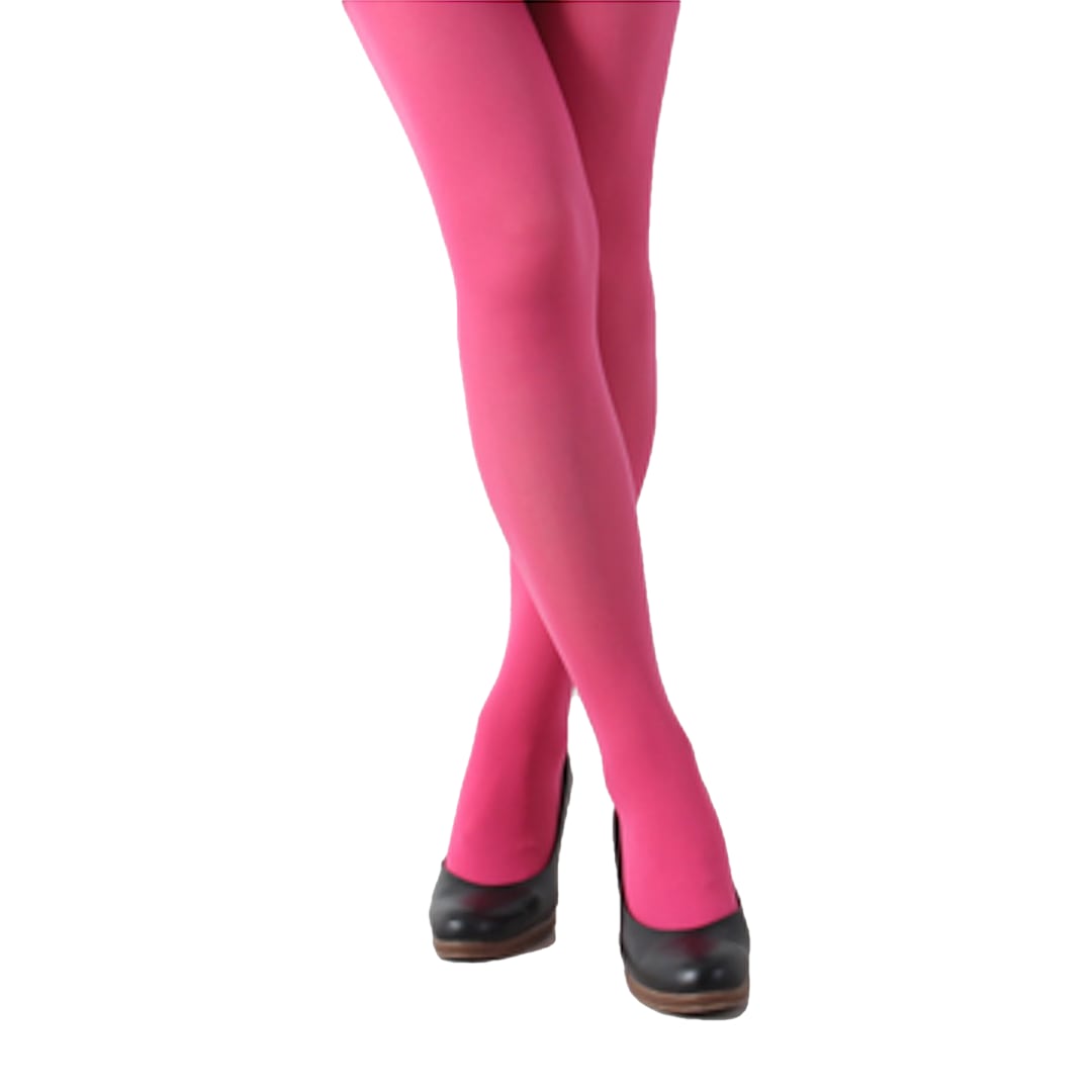 80 Denier Coloured Footed Opaque Pantyhose Tights Hot Pink
