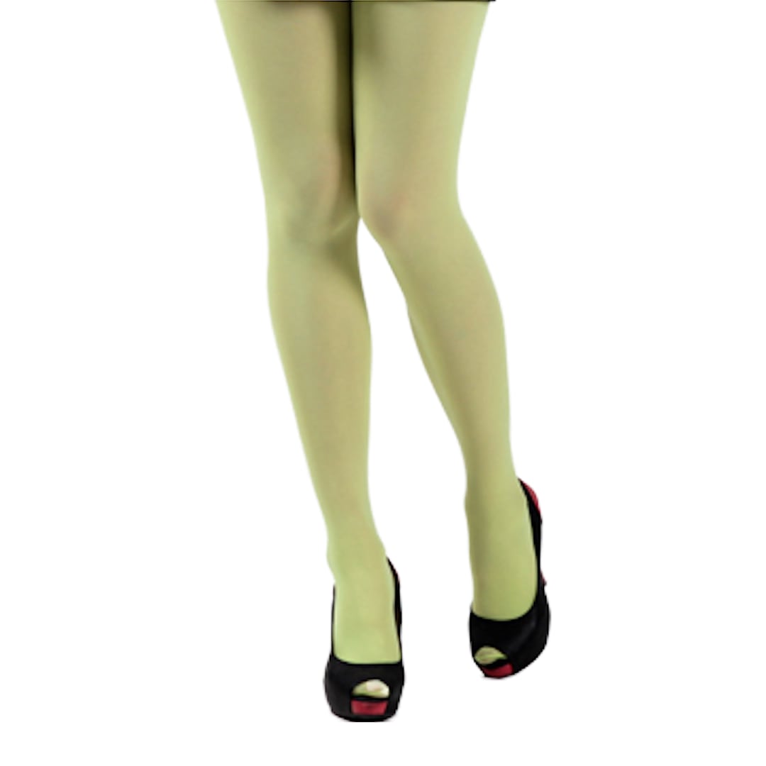 80 Denier Coloured Footed Opaque Pantyhose Tights Yellow Green