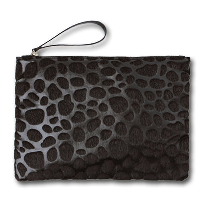 Leopard Print Calf Hair Clutch 