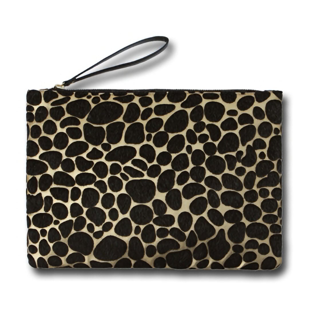 Leopard Print Calf Hair Clutch 
