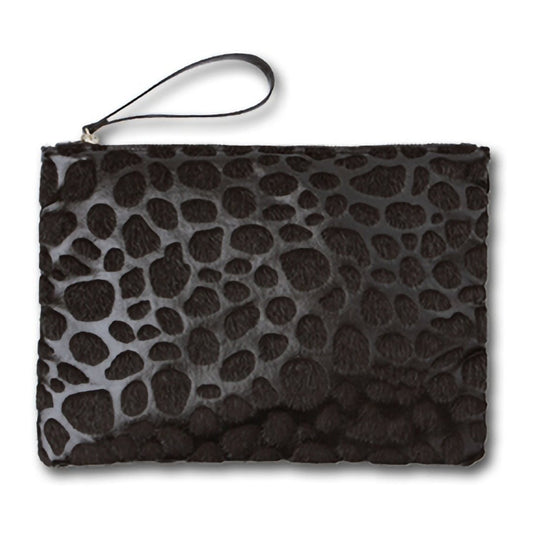 Leopard Print Calf Hair Clutch 