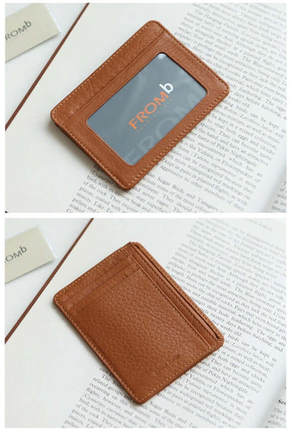 Men's Cowhide Genuine Leather Slim Card ID Wallet 
