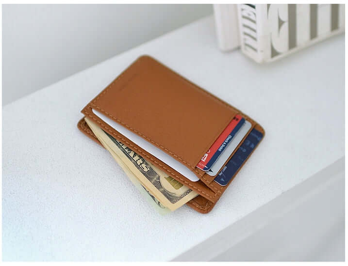 Men's Cowhide Genuine Leather Slim Card ID Wallet 