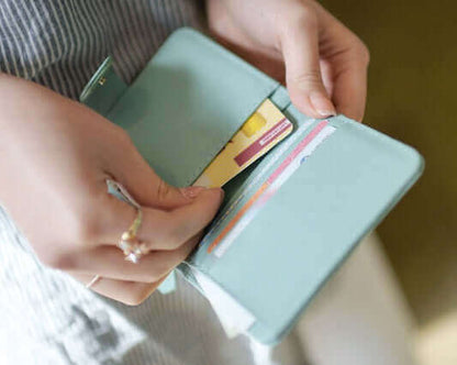 Women's Genuine Saffiano Leather Half Wallet 