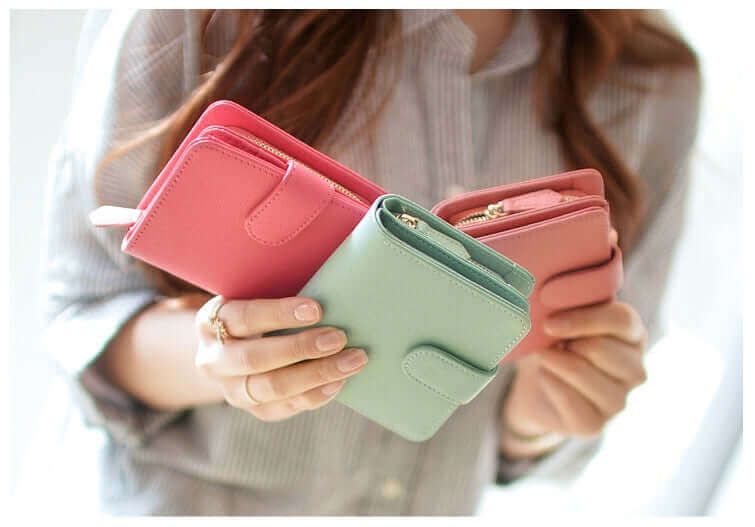 Women's Genuine Saffiano Leather Half Wallet 