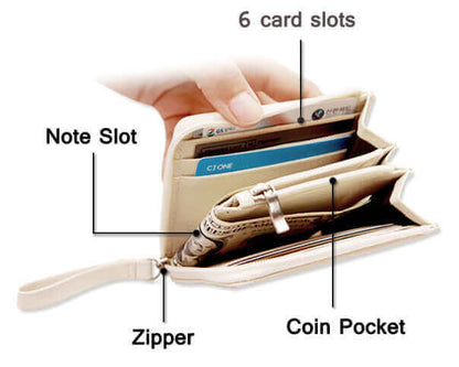 Women's Stylish Zip Around Coin Card Wallet 