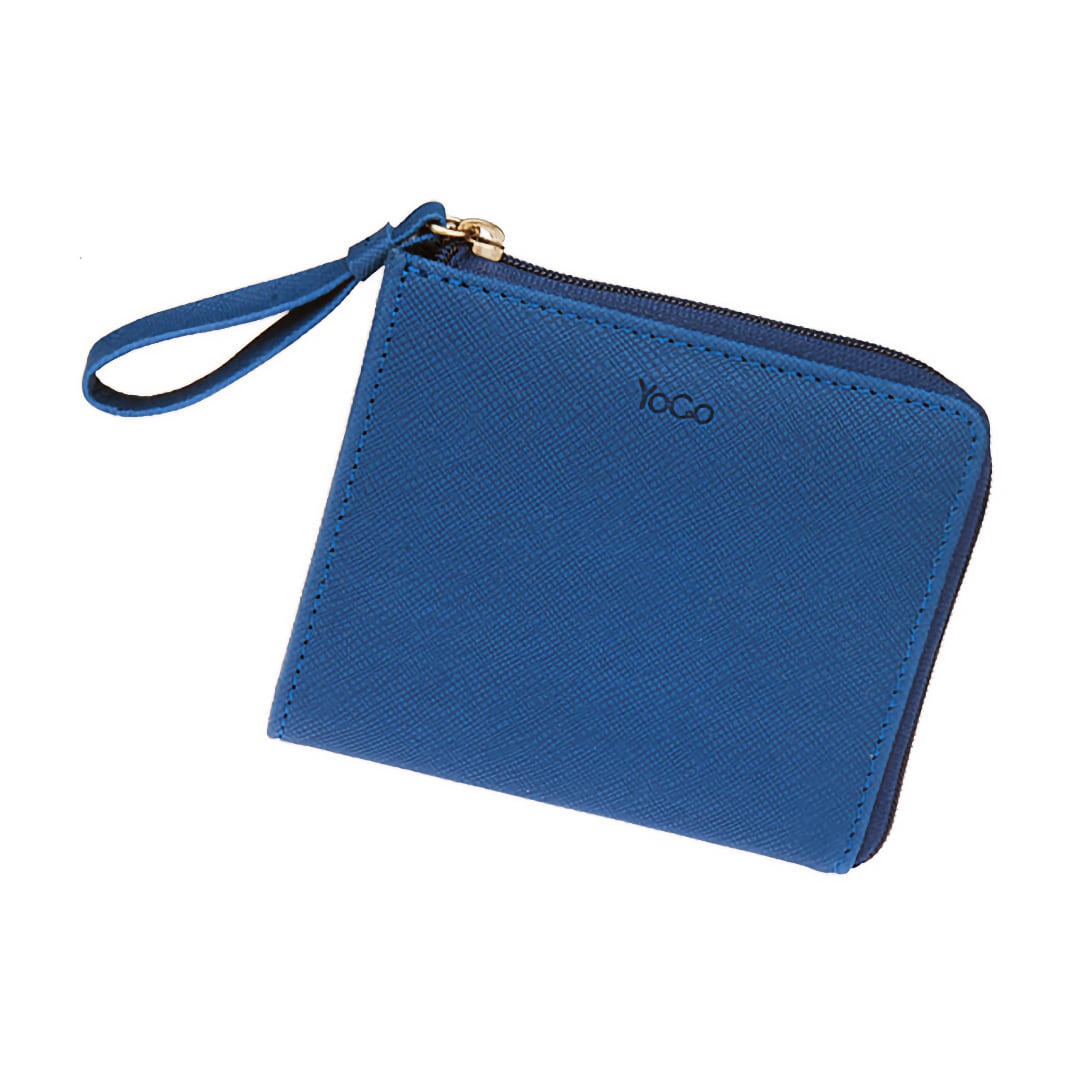 women zip around coin wallet blue