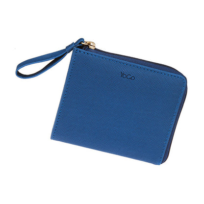 women zip around coin wallet blue