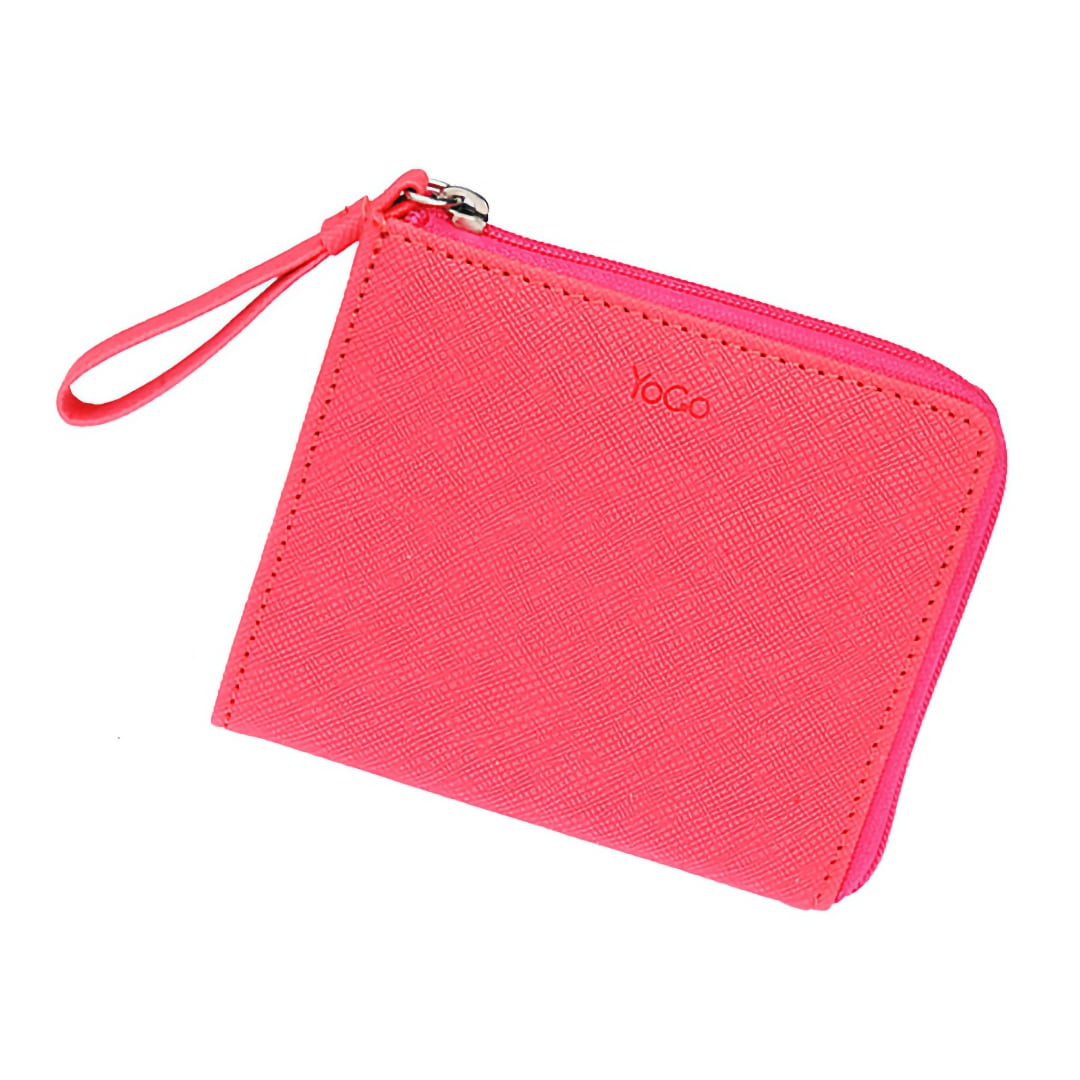 women zip around coin wallet pink