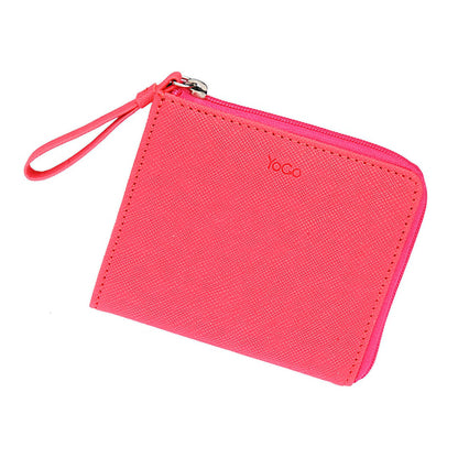women zip around coin wallet pink
