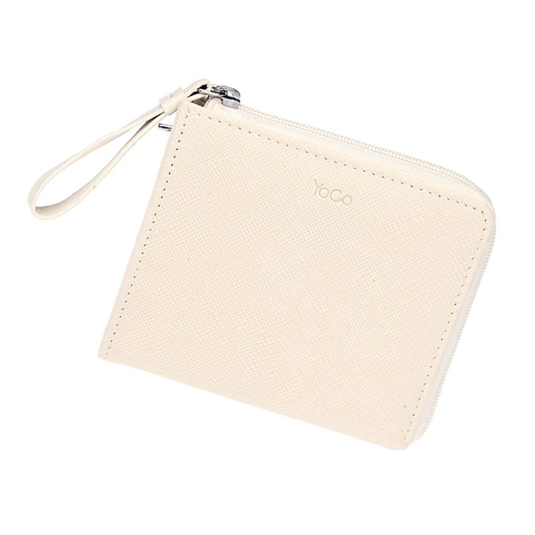 women zip around coin wallet white
