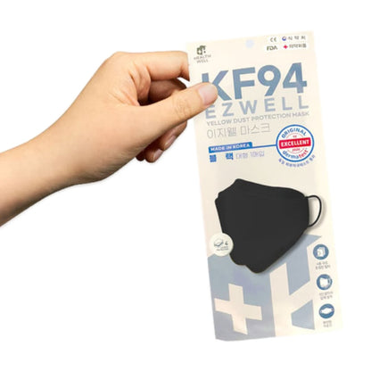 EZWELL KF94 Black Face Mask 10 Pack
