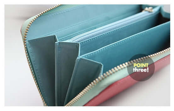 Women's Genuine Leather Zip Around Wallet Coin Cards Vivid Colours - CIRCLO