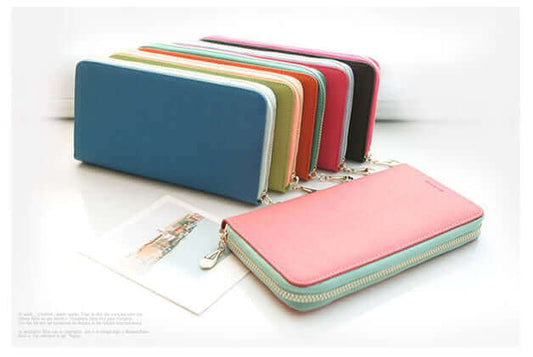 Women's Genuine Leather Zip Around Wallet Coin Cards Vivid Colours - CIRCLO