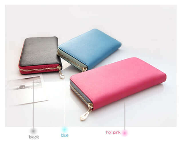 Women's Genuine Leather Zip Around Wallet Coin Cards Vivid Colours - CIRCLO