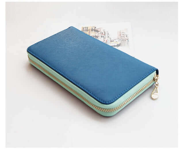 Women's Genuine Leather Zip Around Wallet Coin Cards Vivid Colours - CIRCLO