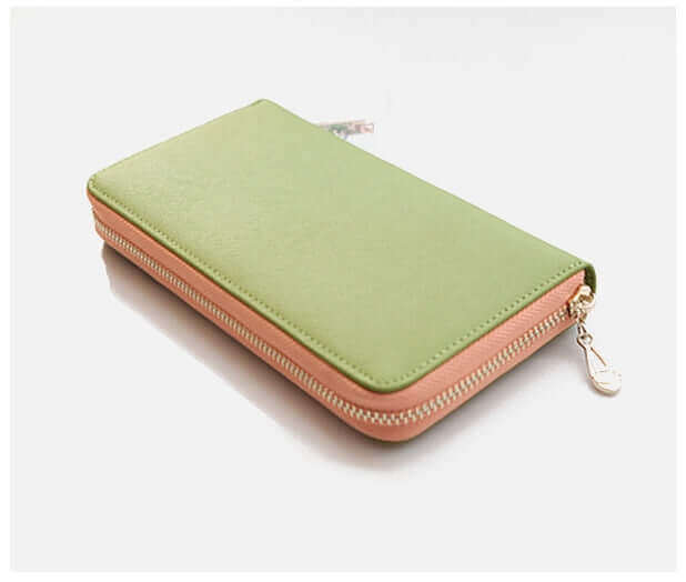 Women's Genuine Leather Zip Around Wallet Coin Cards Vivid Colours - CIRCLO