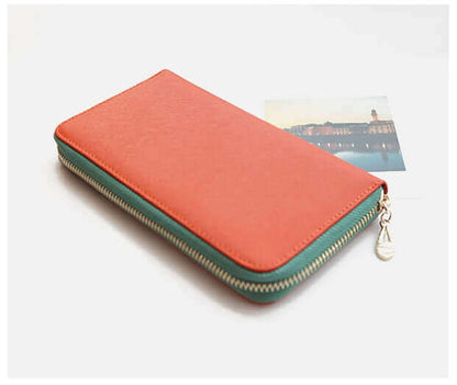 Women's Genuine Leather Zip Around Wallet Coin Cards Vivid Colours - CIRCLO