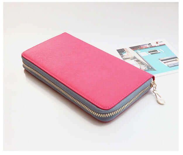 Women's Genuine Leather Zip Around Wallet Coin Cards Vivid Colours - CIRCLO