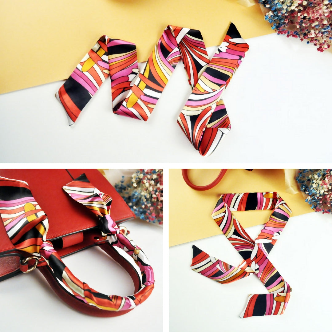 Premium Silk-Feel Twilly Ribbon Scarf – Multi-Use Hair, Neck & Bag Accessory