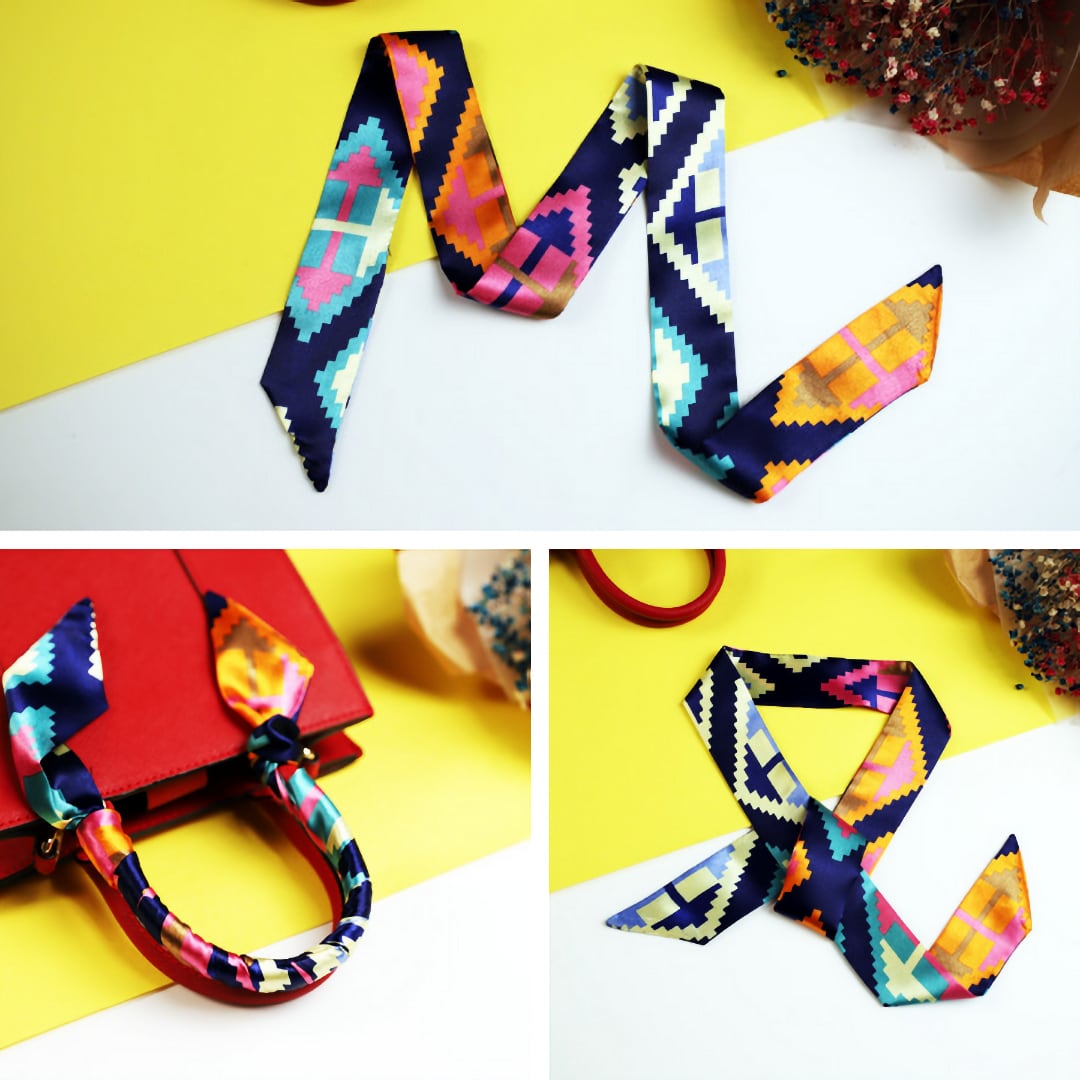 Premium Silk-Feel Twilly Ribbon Scarf – Multi-Use Hair, Neck & Bag Accessory