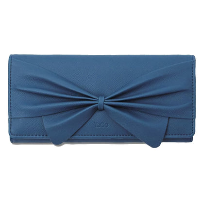 women long wallet with ribbon blue
