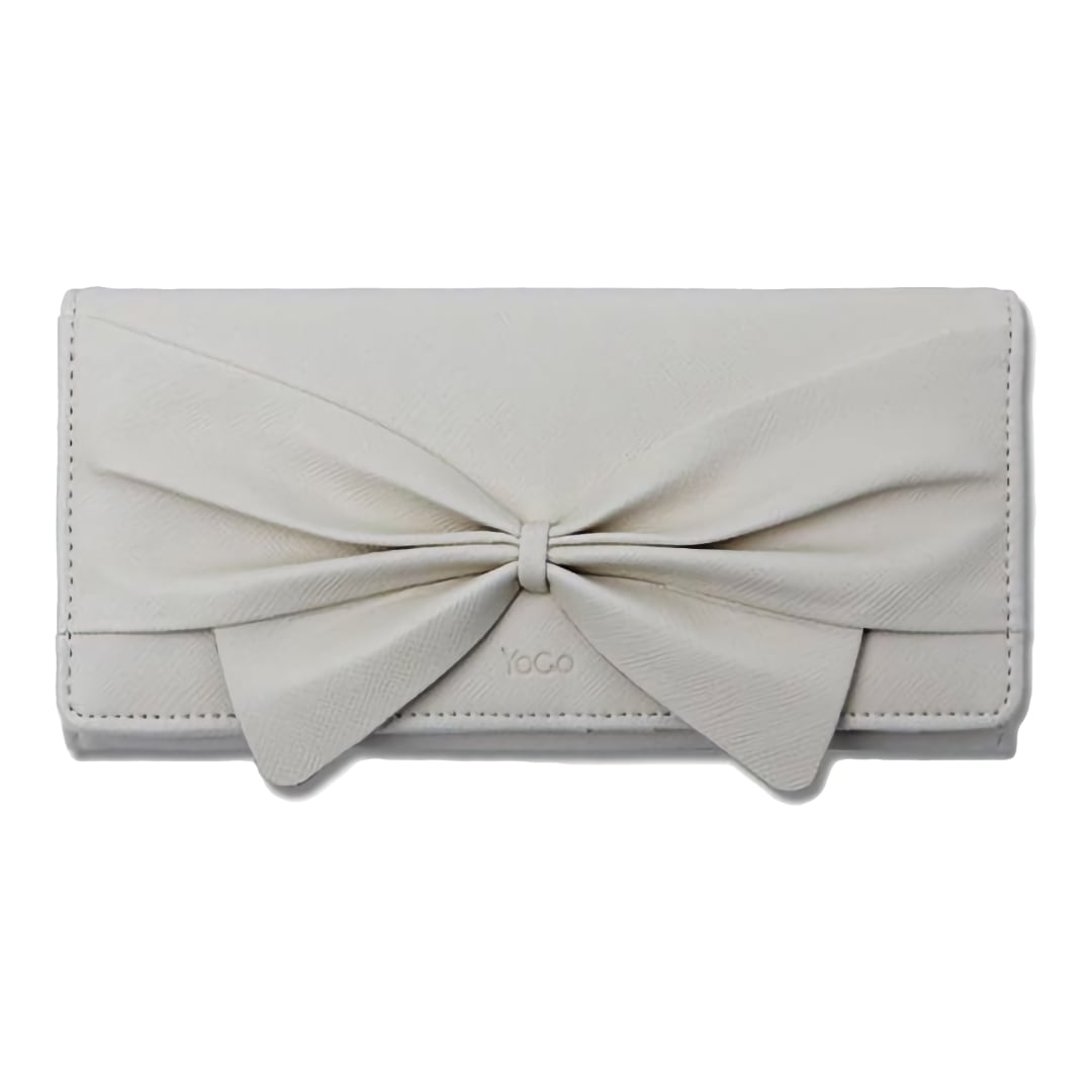 women long wallet with ribbon white